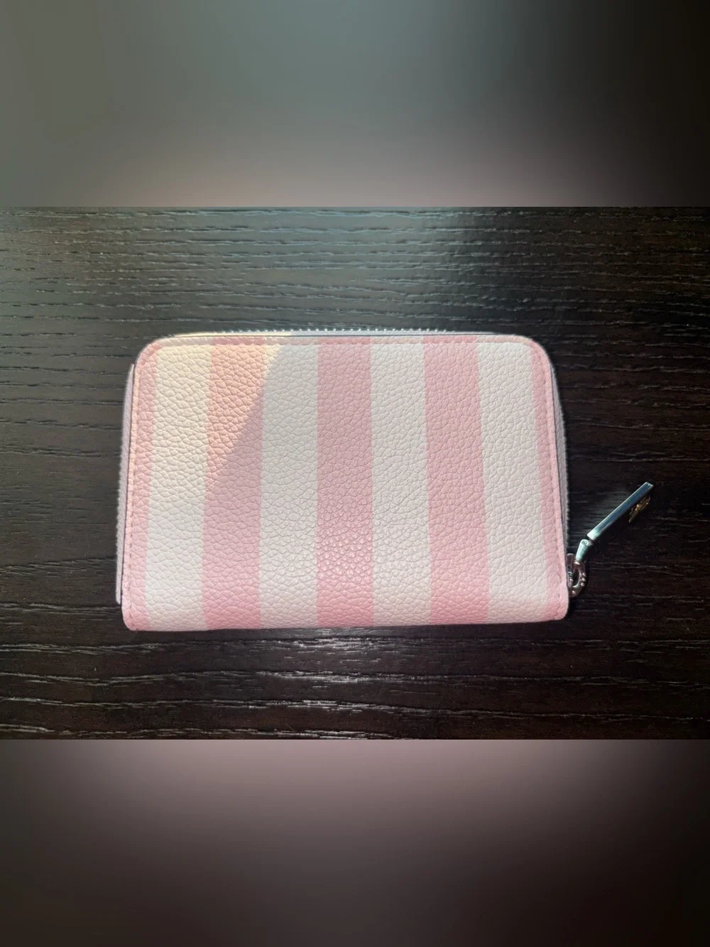Victoria's Secret Heritage Pink & White Striped Zip Card Wallet - Picture 3 of 4